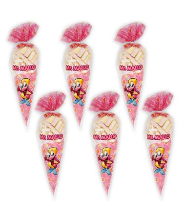 Mr. Mallo Marshmallow pointed bag |Foam sugar colorful mix for birthdays carnival parties |Practical with clip closure (6x250g) 250 g (6 -pack)