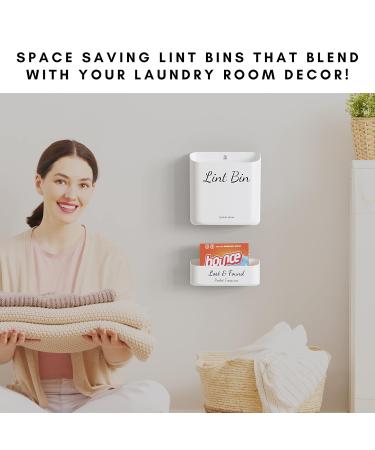 Magnetic Lint Bin for Laundry Room - 3 Piece White Lint Holder & Waste Box for Dryer Organization - Buy Online on SooperMarket.com