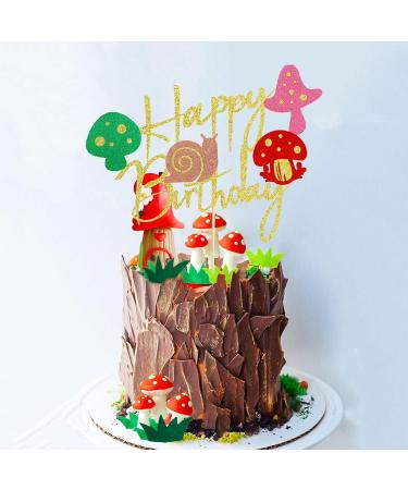 Arthsdite 1Pc Mushroom Cake Topper Mushroom Birthday Cake Decorations for Girls Boys Mushroom Snail Happy Birthday Decorations Theme Party Supplies - Buy Online on SooperMarket.com