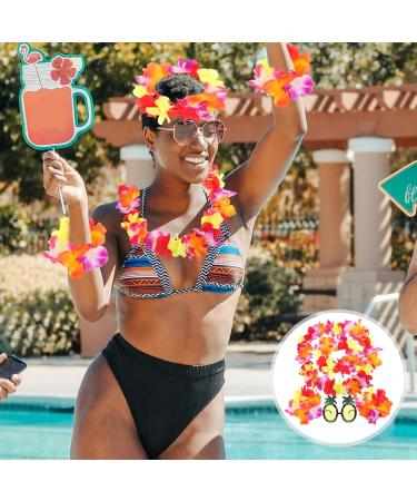 GALPADA 1 Set Pineapple Sunglasses and Hawaiian Leis Set Luau Flower Leis Necklace Headbands and Wristbands for Tropical Hawaiian Beach Party Decorations Birthday Party Favors - Buy Online on SooperMarket.com