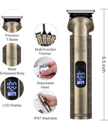 Hatteker Professional Hair Clippers & Beard Trimmer Set | Waterproof Cordless Grooming Kit for Men | T-Blade & Nose Body Hair Trimmer - Buy Online on SooperMarket.com