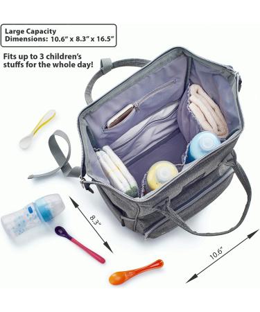 KiddyCare Diaper Bag Backpack with Adjustable Shoulder Straps - Spacious and Stylish Baby Diaper Bag for Boys and Girls in Grey - Buy Online on SooperMarket.com