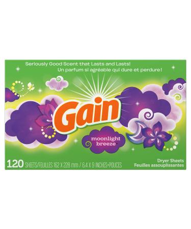 Gain Dryer Sheets, Moonlight Breeze Scent, 120 Count
