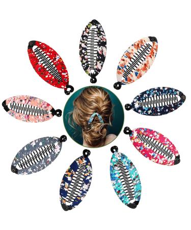 9 Pieces Banana Hair Clip Floral Clincher Hair Claws Bohemia Style Wrapped Cloth Banana Hair Clip Hair Comb Hair Jaw Clips Fish Shape Grips Clamp Hair Accessories for Women Girls (4.3 x 2 Inch) 4.3x2 Inch (Pack of 9)