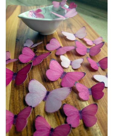 Pre-Cut Beautiful Gradient Pink Mixed Size Butterflies A Edible Wafer Paper Cupcake Toppers Cake Decorations Birthday Party (20) - Buy Online on SooperMarket.com