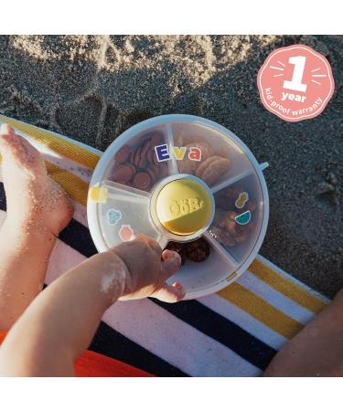 GoBe Kids Snack Spinner Bundle - Reusable 5 Compartment Dispenser with Sticker Sheet | BPA Free | Dishwasher Safe | No Spill Leakproof - Lemon Yellow - Buy Online on SooperMarket.com