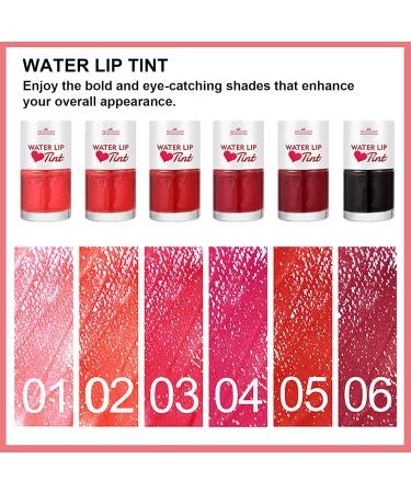 6 Colors Water Lip Stain Makeup Kit | Long-Lasting Waterproof Lip Tint for Women | Moisturizing Matte Liquid Lipstick | Vivid Color & Non-Sticky Finish - 1.6fl oz - Buy Online on SooperMarket.com