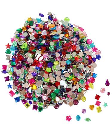 FADIKX 1200 Pcs Acrylic Flatback Rhinestones 12 Different Shape Gems for DIY Craft Jewels Gemstone Wedding Birthday Decoration (6-13mm)