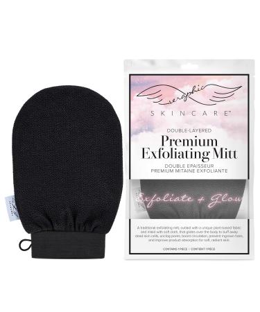 Seraphic Skincare Double-Layered Korean Exfoliating Mitt for Deep Exfoliation Viscose Fiber Exfoliating Glove to Achieve Smooth Glowing Skin Self Tan Remover and Applicator for Even Perfect Tan