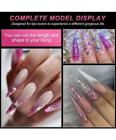 240PCS Clear Stiletto Nail Tips - Soft Gel False Nails for Salon-Quality Manicures at Home - Press On Nails in 12 Sizes - Square Nail Tips for DIY Extension - AOREAM - Buy Online on SooperMarket.com