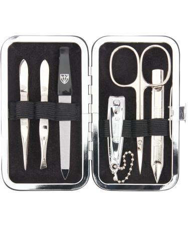 Three swords - 6 pcs.Nail care set 'Lucca' |Manicure & pedicure set in real leather gift box.Color: red |Contents: skin scissors 2 tweezers double instrument nail clipper & nail file