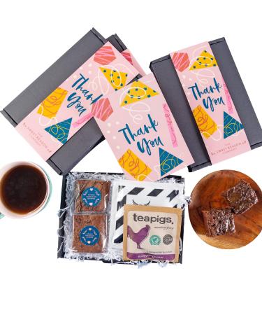 The Sweet Reason Company Double Chocolate Brownies coffee and tea letterbox-friendly gift box. Thank you gift. Letterbox-friendly gift (Thank you)