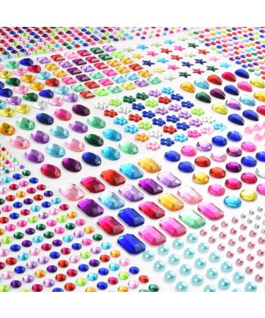 2102pcs Gems Stickers  Self Adhesive Gems for Crafts Bling Rhinestones for Crafts  Assorted Shapes Jewels Rhinestones Stickers  Muticolor Colorful