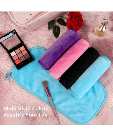 Orighty Makeup Remover Cloths 4-Pack - Reusable Microfiber Facial Cleansing Cloths for Instantly Removing Dirt, Makeup & Waterproof Mascara - 15.5 x 7.5 in - Blue/Purple/Black/Pink - 4 Count - Buy Online on SooperMarket.com
