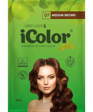 iColor Organic Hair Dye Shampoo Medium Brown - 10 Sachets | DIY Hair Color Easy & Convenient 25ml | Fast Results in 20-30 Minutes - Buy Online on SooperMarket.com