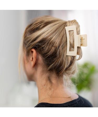 Set of Hair Claw Clips in Brown, Beige, Cream, and Black for Women, Girls, Unisex - Medium Size Rectangle Box Hair Clip - Buy Online on SooperMarket.com