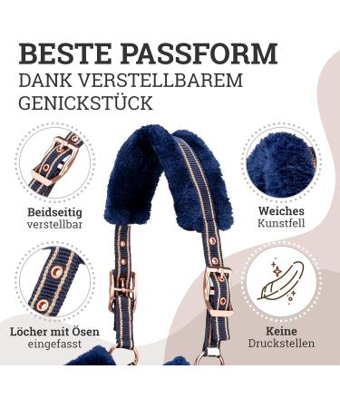 Esposita Halft Champion Edition Stallhelfer Fluch Halufer Soft Throw-In with Synthetic Fur - Fluffy Pony in Navy/Rose Gold - Buy Online on SooperMarket.com