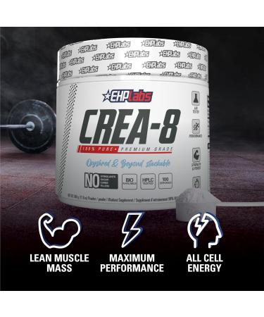 EHP Labs CREA-8 Creatine Monohydrate Powder - Creatine Powder for Building Lean Muscle Mass Improves Strength & Power Supports Brain Health - 100 Servings (500g) - Buy Online on SooperMarket.com