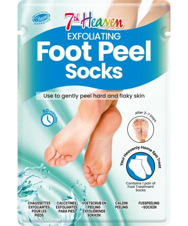 7th Heaven Exfoliating Foot Peel Socks (1 Pair). Foot Peeling Masks to Renew Feet. Vegan Foot Masks with Glycolic Acid. Exfoliating Foot Peel Mask for Hard Skin - Genuine 7th Heaven Foot Treatment