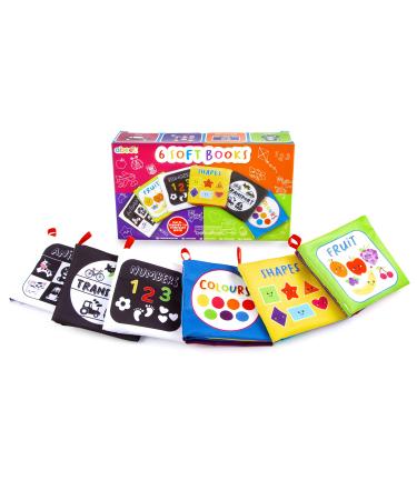 Soft Books for Babies - Baby Books 0-6 months - Set of 6 Soft Book Sensory Set - 3 Colour and 3 Black & White - Ideal Baby Gift