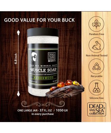 Dead Sea Collection Muscle Recovery Bath Salts for Men - Soothing Amber Wood Mineral Salt Soak - 34.2 OZ for Healing and Relaxation - Buy Online on SooperMarket.com
