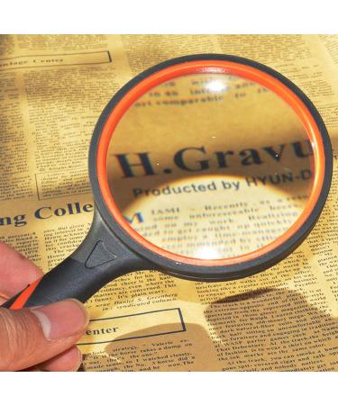 10x Magnifying Glass with Non-Slip Rubber Handle - Ideal for Seniors & Kids Perfect for Reading Books Maps Coins & Hobbies - 75mm Yellow - Buy Online on SooperMarket.com
