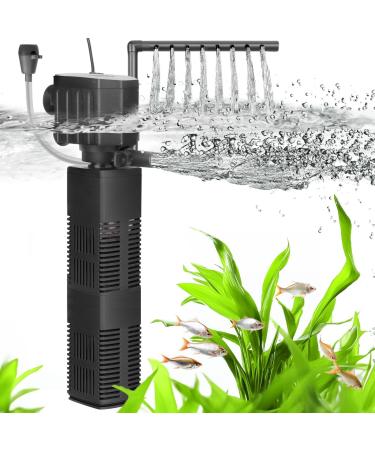 AQQA aquarium filter 4 EN 1 Strong current aquarium filter pump 650l/h adjustable aquarium internal filter for tank up to 200l (18W)