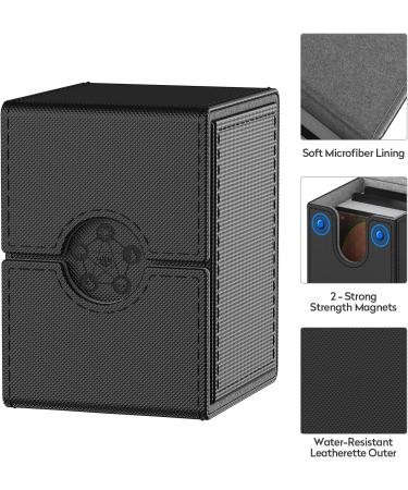 MIXPOET Commander Deck Box - Large Trading Card Case for MTG - Holds 100+ Cards with 2 Dividers - Black - Buy Online on SooperMarket.com