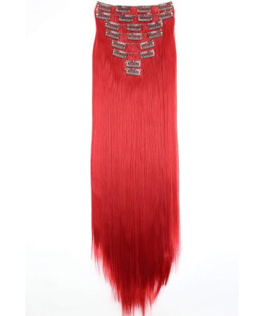 CAISHA by PRETTYSHOP XXL 24 Inch Clip In Hair Extensions Intense Red #3100 - 8 Piece Set - Straight Hair Extension Hairpiece - CES9 - Buy Online on SooperMarket.com