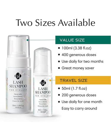 BL Lash Shampoo 50ml Bottle + Cleansing Brush | Gentle Citrus Foam Bath for Eyelash Extensions | Eye Makeup Remover | Easy-to-Use - Buy Online on SooperMarket.com