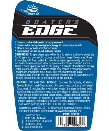 Boater's Edge Marine Grade Fabric & Canvas Cleaner + Stain Remover - 32 oz (BE2222) - Buy Online on SooperMarket.com