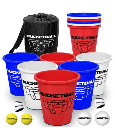 BucketBall - USA Edition - Combo Pack - Ultimate Beach, Pool, Yard, Camping, Tailgate, BBQ, Lawn, Wedding, Events, Water, Indoor, Outdoor Game Toy for Adults, Boys, Girls, Teens, Family