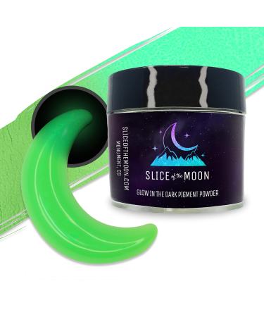 Slice of the Moon | Green Glow-in-The-Dark Luminescent Pigment Powder for Cosmetics  Epoxy Resin  Art Projects  Paint  Face Paint  and Crafts - 1oz (28g) Jar Neon Green