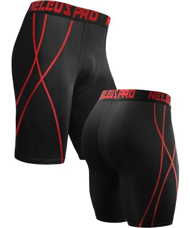 NELEUS Men's 3 Pack Compression Shorts XL - Black/Red/Grey/Navy Blue - Buy Online on SooperMarket.com