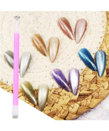 3pcs Nail Polish Magnetic Stick UV Gel Varnish Magnet Stick Manicure Tool For Cat Eye Gel Polish Nail Art(Pink)
