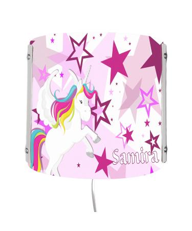 Creadesign WA-1129-02 unicorn star pink children's room wall lamp personalized with name night light/slumbering light for socket E14 22 x 22.5 x 8.5 cm