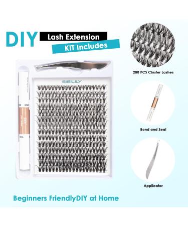SISILILY 280pcs Lash Clusters - Fluffy 30D & 40D Individual Eyelash Extensions with Bond Seal Remover & Tweezers - Mega D Curl False Eyelashes Kit for International Shipping - Buy Online on SooperMarket.com
