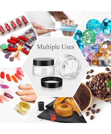 4-Piece 1oz Clear Wide-Mouth Plastic Jars with Leak-Proof Lids - Travel Storage for Beauty Products, Face Creams, Oils, Salves, DIY Slime - Black - Buy Online on SooperMarket.com