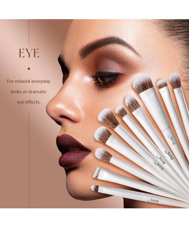 Jessup 14pcs Highend Makeup Brushes Set - Foundation Concealer Blush Contour Powder Eye Brush Makeup Sponge Cleaner Towel | Pearl White T333 - Buy Online on SooperMarket.com
