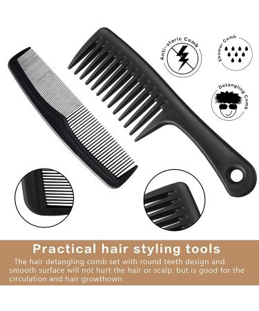 3-Piece Wide-Tooth Comb Set - Detangling Shower, Pick, & All-Purpose Combs | Anti-Static Carbon Fiber Tools for Thick, Curly, Afro Hair - Buy Online on SooperMarket.com