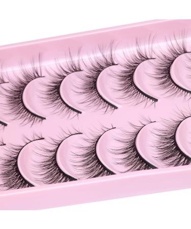 Wispy False Eyelashes with Eyelash Glue Cat Eye Lashes Natural Look 10 Pairs Reusable Eyelashes 3D Fake Strip Lashes with 5ML Lash Glue Cat Eye Natual - Buy Online on SooperMarket.com