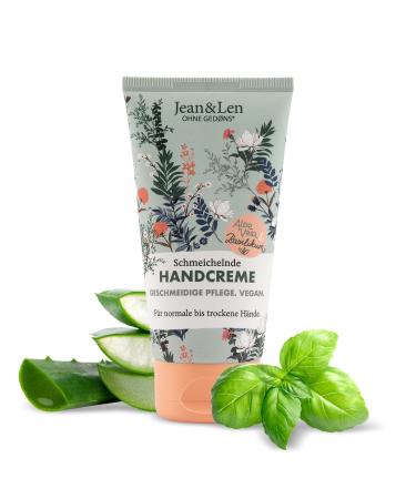 Jean & len - flattering hand cream aloe vera & basil hand care for normal to dry hands maintains intensive without parabens and silicones vegan hand cream tube 75 ml 75 ml (1 Pack) aloe vera/basil