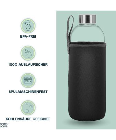 Buy Noma 1L Glass Bottle with Neoprene Cover - Durable Sports & Outdoor Water Bottle | Available in 500ml & 1000ml - Perfect for Office & School - Buy Online on SooperMarket.com
