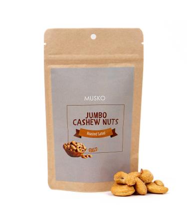 MUSKO Premium Whole Cashew Nuts | Jumbo Size Cashews | 100g | Plant-Based Protein | Vegan | Party Snacks | High Fibre | 100% Natural | Non-GMO | - Roasted & Salted