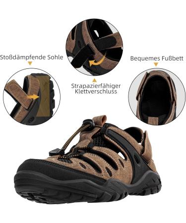 Outpro Men's Premium Sports Sandals - Waterproof Air Padding Hiking & Beach Sandals - EU Size 45 Black/Brown - Buy Online on SooperMarket.com