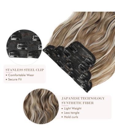 REECHO 20 Inch Ash Brown Clip in Hair Extensions - Pack of 4, 200g - Natural Soft Synthetic Hairpieces for Women - Buy Online on SooperMarket.com