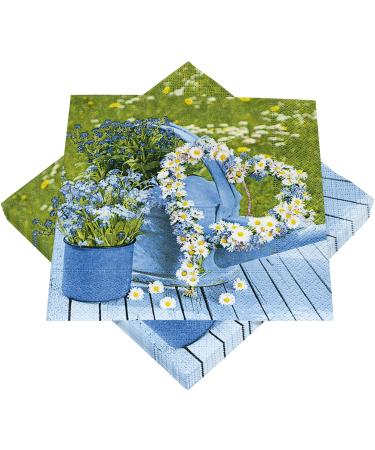HEKU 100 napkins 3-ply 33x33cm flower heart I Absorbent and practically packaged I Ideal for special occasions 33x33cm flower heart