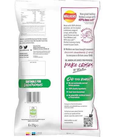 Walkers Less Salt Potato Crisps Delicate Prawn Cocktail 6X25g Delicate Prawn Cocktail 150 g (Pack of 1) - Buy Online on SooperMarket.com