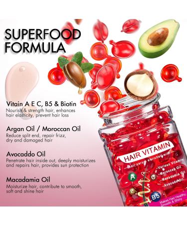 Buy Hair Serum for Frizzy & Dry Hair - Argan Avocado & Moroccan Oil Treatment - Vitamin-Packed Hair Oil Capsules (40 Caps) for Damaged Hair - Buy Online on SooperMarket.com