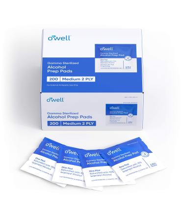 Alcohol Wipes 200 Count | Medical & Professional Sterile Alcohol Prep Pads | Individually Wrapped 2-Ply Antiseptic Alcohol Pads Great for First Aid Kits & Personal Use | 200 Surgical Alcohol Swabs